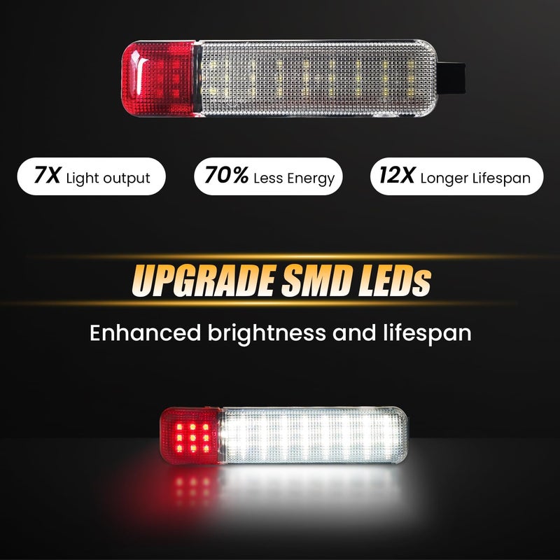 LiLoom 2PCS LED Interior Door Panel Light, White/Red Courtesy Warning Lights for Chevy GMC Silverado Sierra C/K 1500 2500 3500 HD Suburban Cadillac Escalade Hummer H2 Tahoe - Image 2
